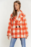 Fuzzy Boucle Textured Double Breasted Coat Jacket - 3 colors!