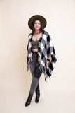Buffalo Check Wrap Poncho - Red/Black or White/Black