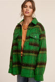Brushed Mohair Plaid Shacket - Hunter
