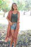 Woven Long Line Kimono - Copper, Mustard, Charcoal, Sage or Gray