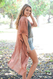 Woven Long Line Kimono - Copper, Mustard, Charcoal, Sage or Gray