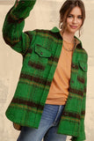 Brushed Mohair Plaid Shacket - Hunter
