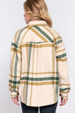 Suede Pocket Plaid Shacket - Taupe / Olive