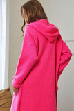 Hooded Button Down Cardigan Sweater - Hot Pink