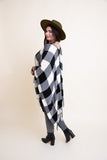 Buffalo Check Wrap Poncho - Red/Black or White/Black