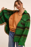 Brushed Mohair Plaid Shacket - Hunter
