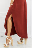 Side Scoop Scrunch Maxi Skirt - Burnt Umber