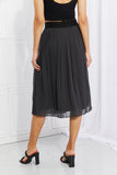 Romantic At Heart Pleated Chiffon Midi Skirt - Dark Gray