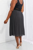 Romantic At Heart Pleated Chiffon Midi Skirt - Dark Gray