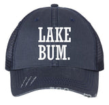 Lake Bum Mesh Trucker Baseball Hat - Aqua, Pink, Gray, Green, Navy or Orange