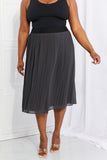 Romantic At Heart Pleated Chiffon Midi Skirt - Dark Gray