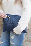 Quilted Wristlet Clutch - Black, Blush, Gray or Camel