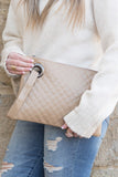 Quilted Wristlet Clutch - Black, Blush, Gray or Camel
