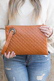 Quilted Wristlet Clutch - Black, Blush, Gray or Camel