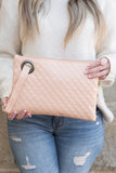 Quilted Wristlet Clutch - Black, Blush, Gray or Camel