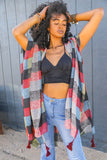 Multi Buffalo Checkered Kimono Wrap