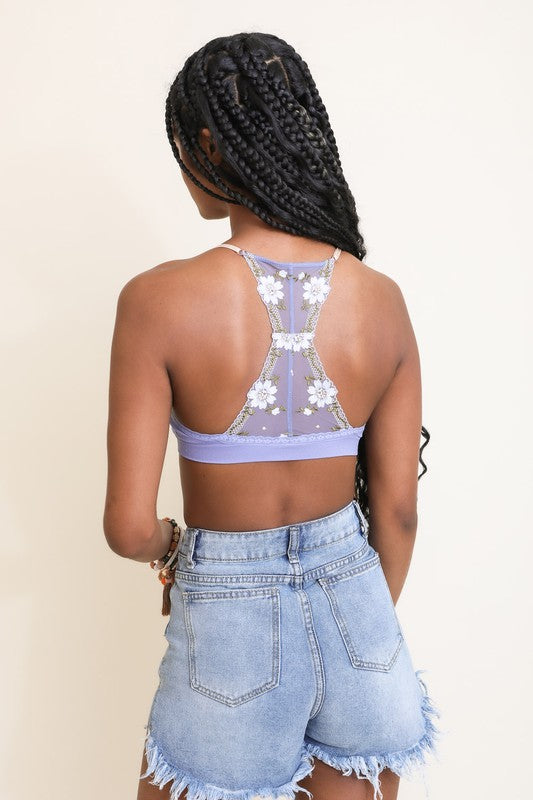 Floral Lattice Bralette - Black, Pink or Periwinkle – Rust and Rose Boutique