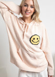 Cozy Hooded Smiley Sweater - Cream or Hot Pink
