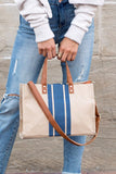 Canvas Stripe Tote Bag Purse - Black or Navy