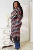Open Front Fringe Hem Cardigan - Multicolor