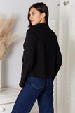 Zip-Up Knit Moto Jacket - Black