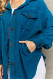 Cozy in the Cabin Fleece Elbow Patch Shacket - Teal