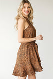 Leopard Belted Sleeveless Dress - Mocha