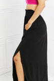 Side Scoop Scrunch Maxi Skirt - Black