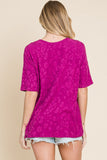At The Fair Animal Print Textured Top - Magenta
