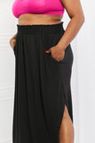 Side Scoop Scrunch Maxi Skirt - Black