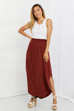 Side Scoop Scrunch Maxi Skirt - Burnt Umber
