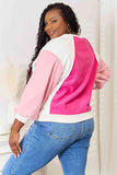 Color Block Dropped Shoulder Sweatshirt - Pink