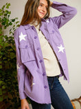 Star Print Military Jacket - Lavender