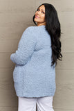 Falling For You Open Front Popcorn Cardigan - Pastel Blue