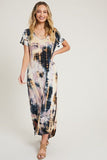 Scoop Neck Tie Dye Maxi Dress