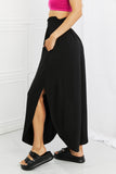Side Scoop Scrunch Maxi Skirt - Black