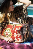 Aztec Print Woven Duffle Weekender Bag - Rust