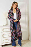 Open Front Fringe Hem Cardigan - Multicolor