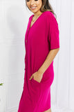 Sunday Brunch Button Down Midi Dress - Magenta