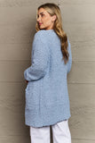 Falling For You Open Front Popcorn Cardigan - Pastel Blue