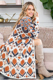 Fuzzy Cardigan Sweater - Aztec