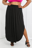 Side Scoop Scrunch Maxi Skirt - Black