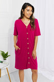 Sunday Brunch Button Down Midi Dress - Magenta