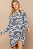 Twisted Hem Knit Dress - Camo