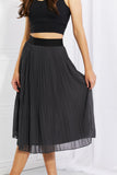 Romantic At Heart Pleated Chiffon Midi Skirt - Dark Gray
