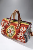 Aztec Print Woven Duffle Weekender Bag - Rust