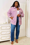 Cozy Girl Fleece Button Down Shacket - Lavender