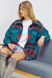Aztec Button Down Shacket - Charcoal or Teal
