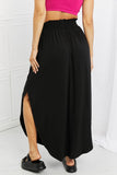 Side Scoop Scrunch Maxi Skirt - Black