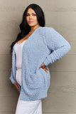 Falling For You Open Front Popcorn Cardigan - Pastel Blue